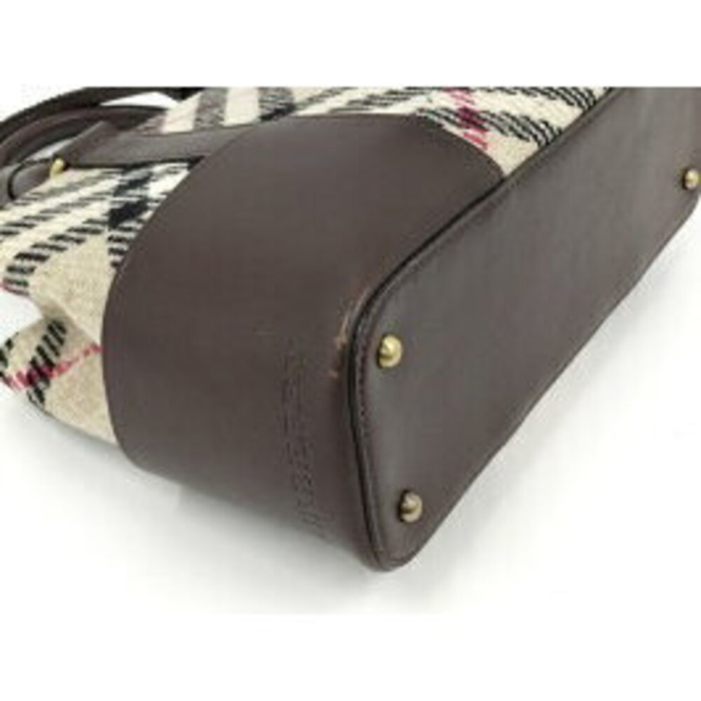 BURBERRY handbag Nova check wool leather beige dark brown - Picture 3 of 9